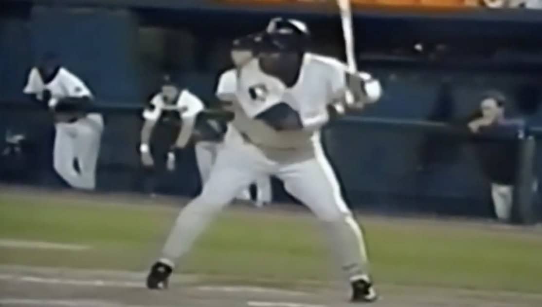 Tony Gwynn at bat, showcasing his hitting technique in the 80s debate.